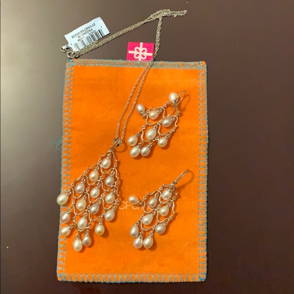 NWT Beautiful pearl earrings and pendant